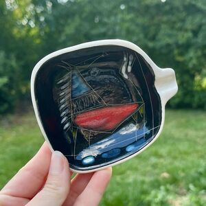 Vintage MCM Italy Ceramic Abstract Art Horse Ashtray 4” Fantoni Style